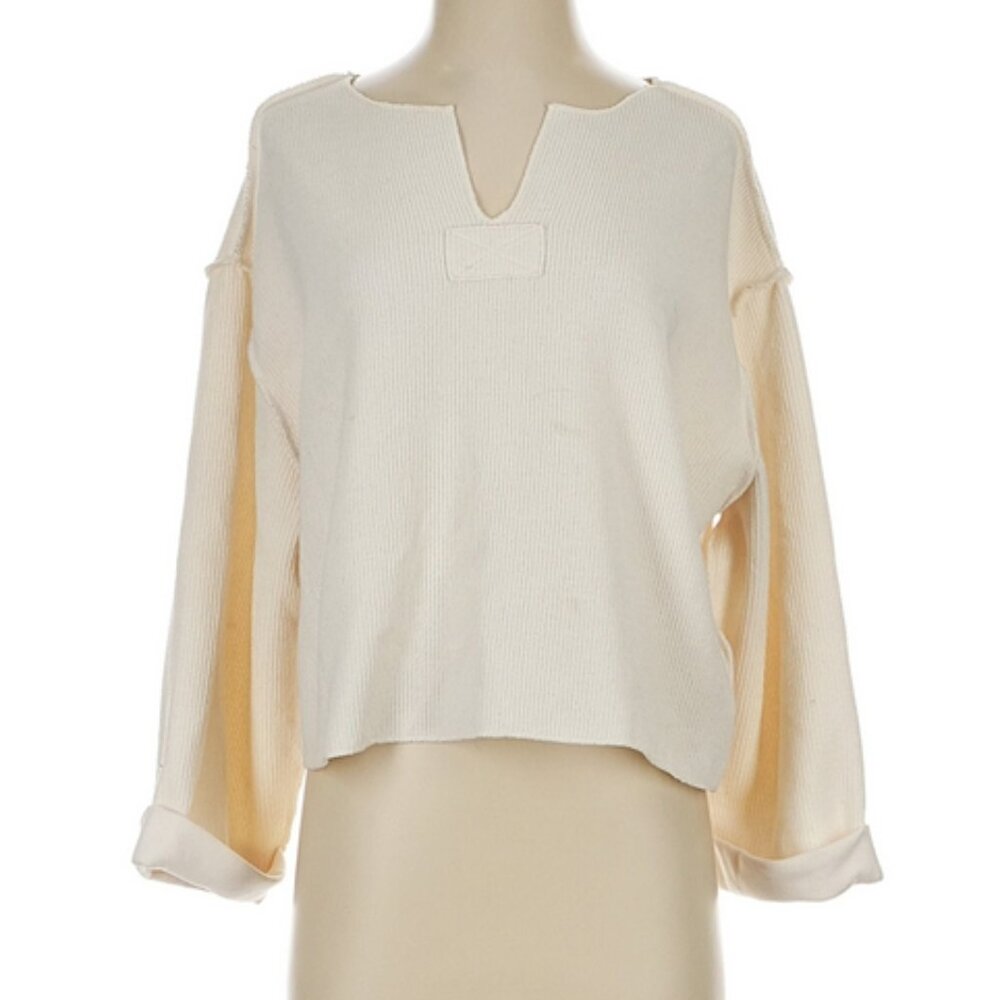 Urban Outfitters Cream Oversized Ribbed Sweater Top